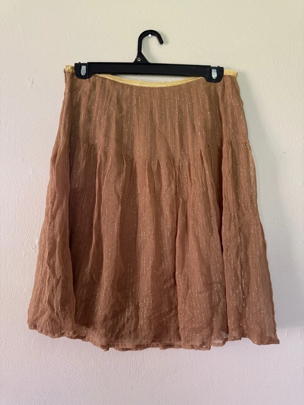 Allison Taylor Bronze-Brown A-Line Skirt with Gold Waist Trim